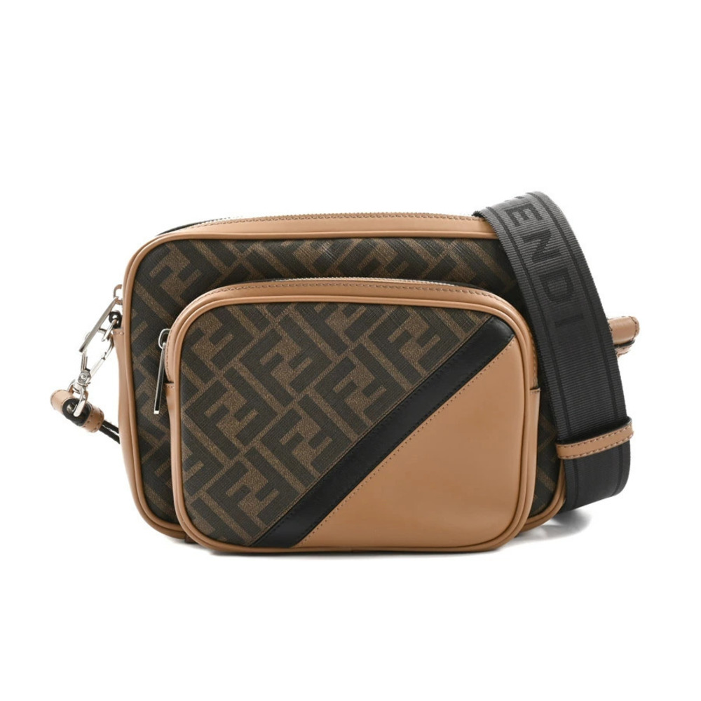 Fendi Diagonal Camera Bag Shoulder Brown Camel Brown